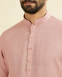 Manyavar Men Quartz Pink Chequered Patterned Kurta