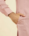 Manyavar Men Quartz Pink Chequered Patterned Kurta