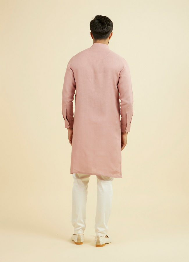 Manyavar Men Quartz Pink Chequered Patterned Kurta