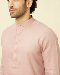 Manyavar Men Quartz Pink Chequered Patterned Kurta