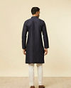 alt message - Manyavar Men Dark Blue Chevron Patterned Kurta image number 3