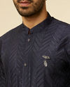 alt message - Manyavar Men Dark Blue Chevron Patterned Kurta image number 1