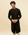 alt message - Manyavar Men Kohl Black Textured Kurta image number 0