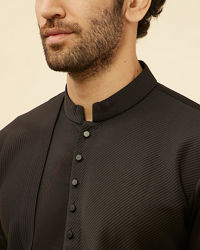 Manyavar Men Kohl Black Textured Kurta