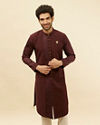 Wine Red Textured Kurta image number 0