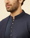 alt message - Manyavar Men Navy Blue Textured Kurta image number 1