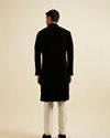 alt message - Manyavar Men Black Striped Patterned Kurta image number 3