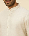 Manyavar Men Warm White Self Patterned Kurta