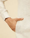 Manyavar Men Warm White Self Patterned Kurta