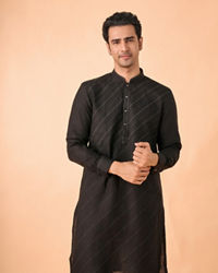 Manyavar Men Black Linen Regal Kurta