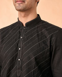 Manyavar Men Black Linen Regal Kurta