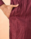 Manyavar Men Wine Hues Royal Linen Kurta