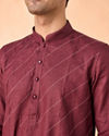 Manyavar Men Wine Hues Royal Linen Kurta