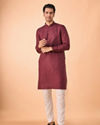 Manyavar Men Wine Hues Royal Linen Kurta
