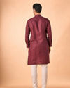 Manyavar Men Wine Hues Royal Linen Kurta