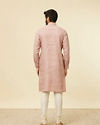 Manyavar Men Dusty Pink Embroidered Stripe Patterned Kurta