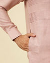 Manyavar Men Dusty Pink Embroidered Stripe Patterned Kurta