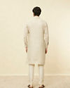 Manyavar Men Biscuit Beige Square Grid Printed Kurta