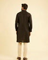 Manyavar Men Elegant Black Linen Kurta
