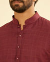 Manyavar Men Vibrant Wine Linen Kurta