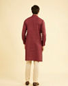 Manyavar Men Vibrant Wine Linen Kurta
