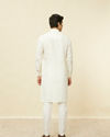 Manyavar Men Warm White Square Grid Printed Kurta