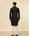 alt message - Manyavar Men Black Striped Patterned Kurta image number 3