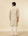 alt message - Manyavar Men Beige Bel Buti Patterned Kurta image number 4