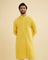 Manyavar Men Sunshine Yellow Linen Kurta image number 0