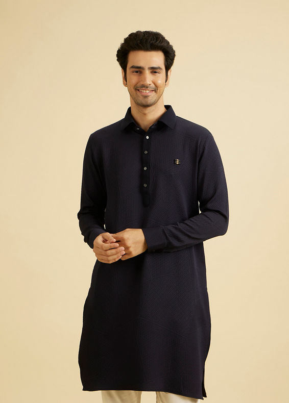 Manyavar Men Elegant Dark Blue Kurta