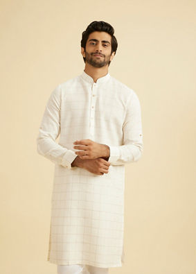 Manyavar Men White Elegance Kurta