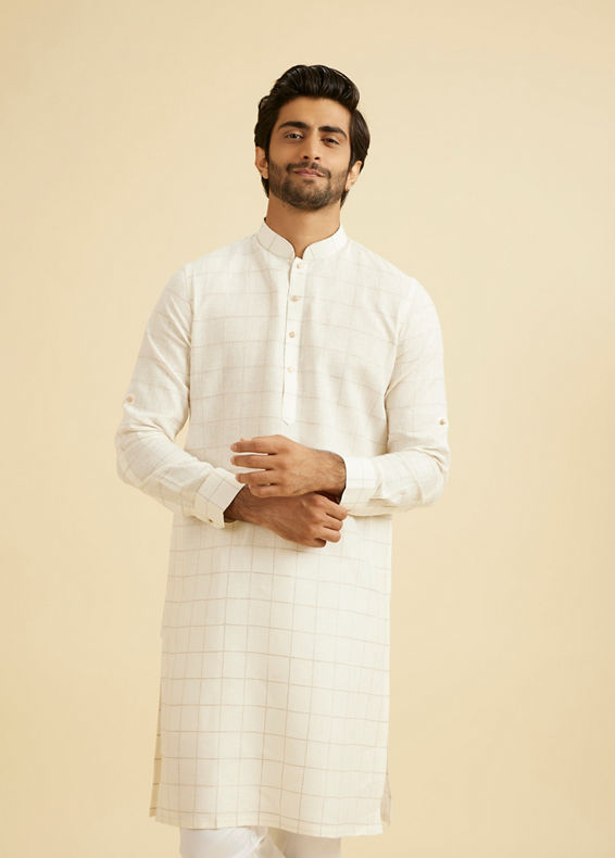 Manyavar Men White Elegance Kurta
