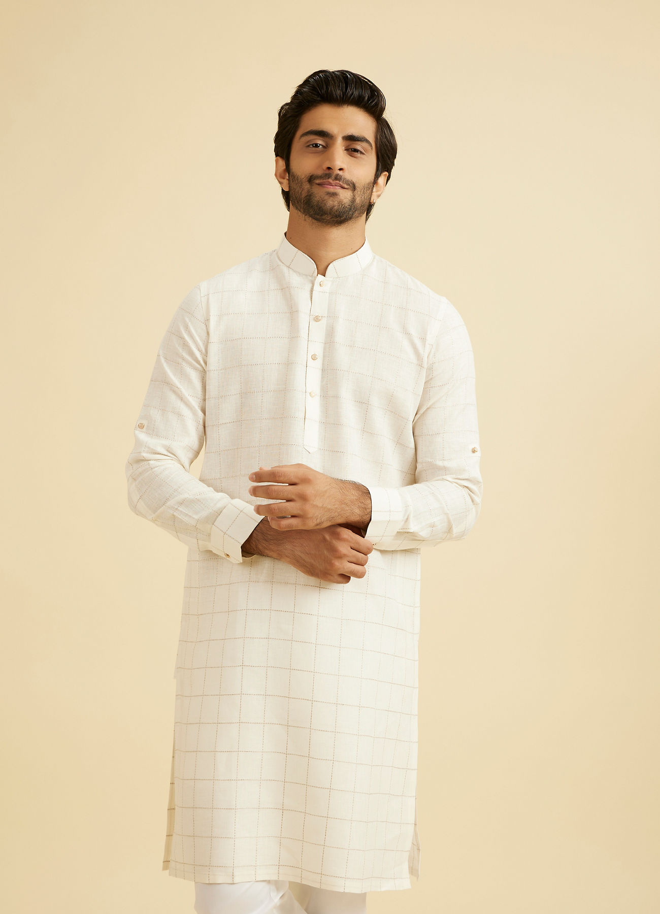 Manyavar Men White Elegance Kurta