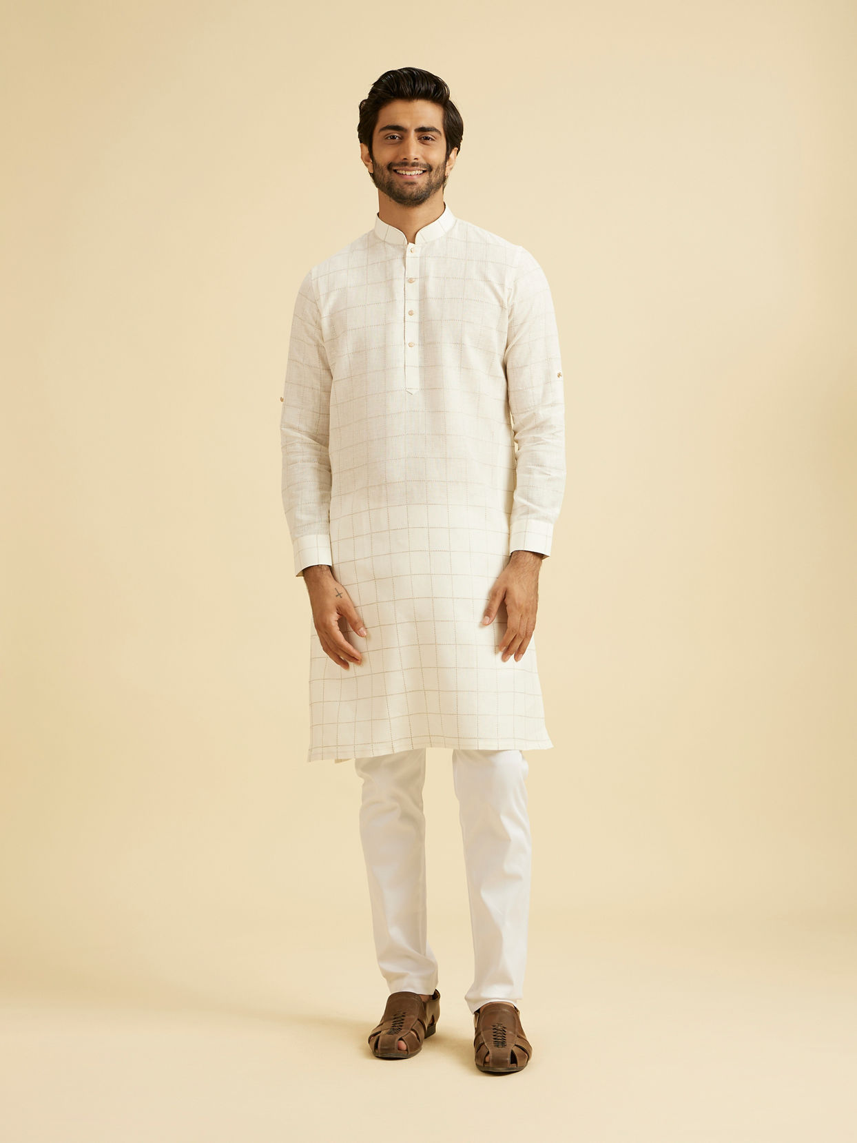Manyavar Men White Elegance Kurta