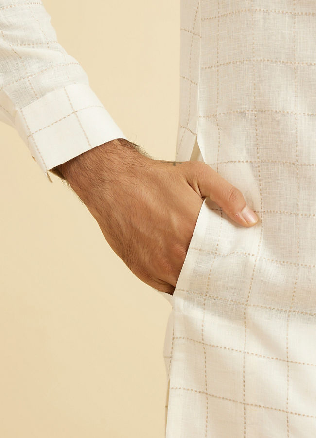 Manyavar Men White Elegance Kurta