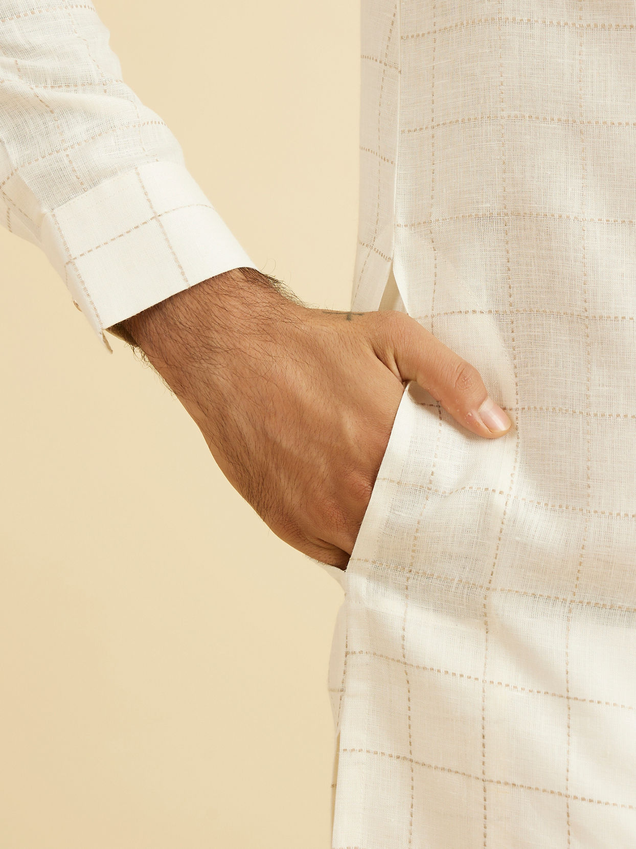 Manyavar Men White Elegance Kurta