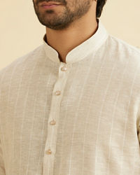 Manyavar Men Elegant Beige Linen Kurta