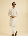 Manyavar Men Elegant Beige Linen Kurta