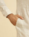 Manyavar Men Elegant Beige Linen Kurta