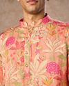 Manyavar Men Peach Satin Elegance Kurta