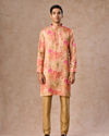 Manyavar Men Peach Satin Elegance Kurta
