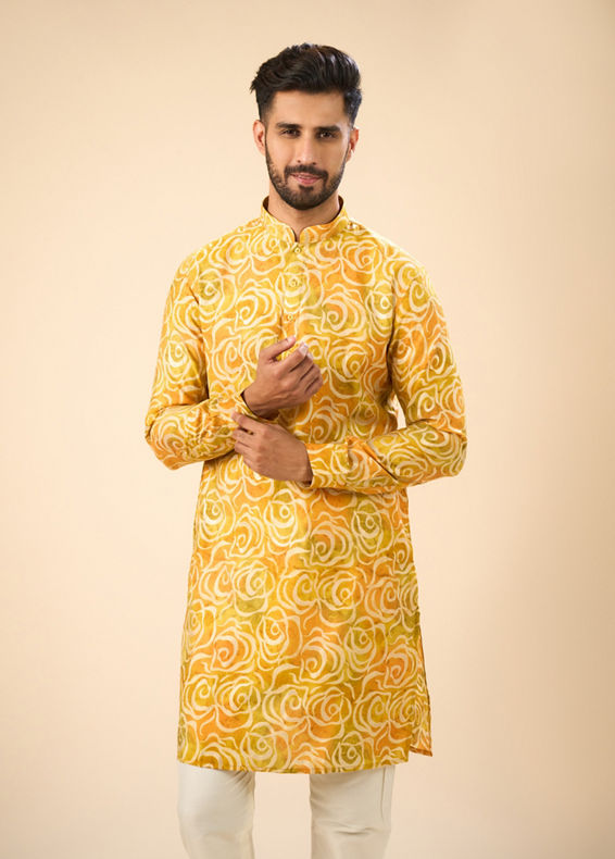Manyavar Men Mustard Elegance Kurta