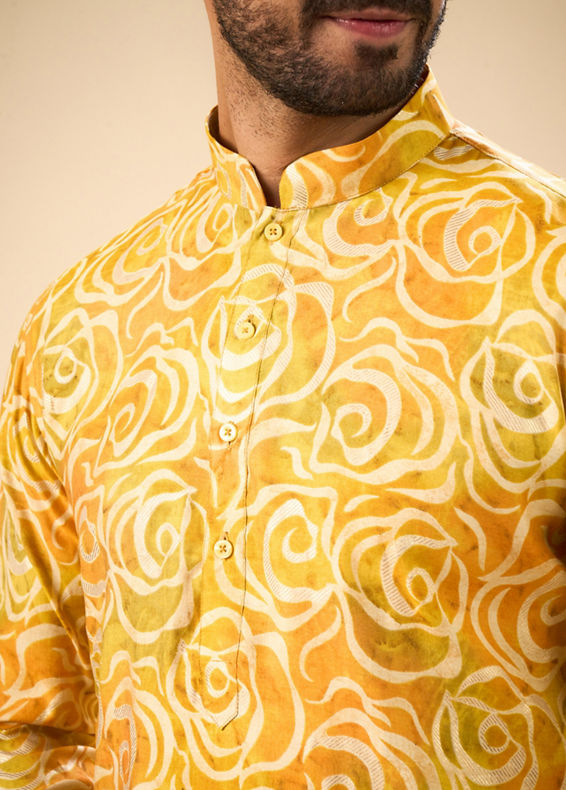 Manyavar Men Mustard Elegance Kurta