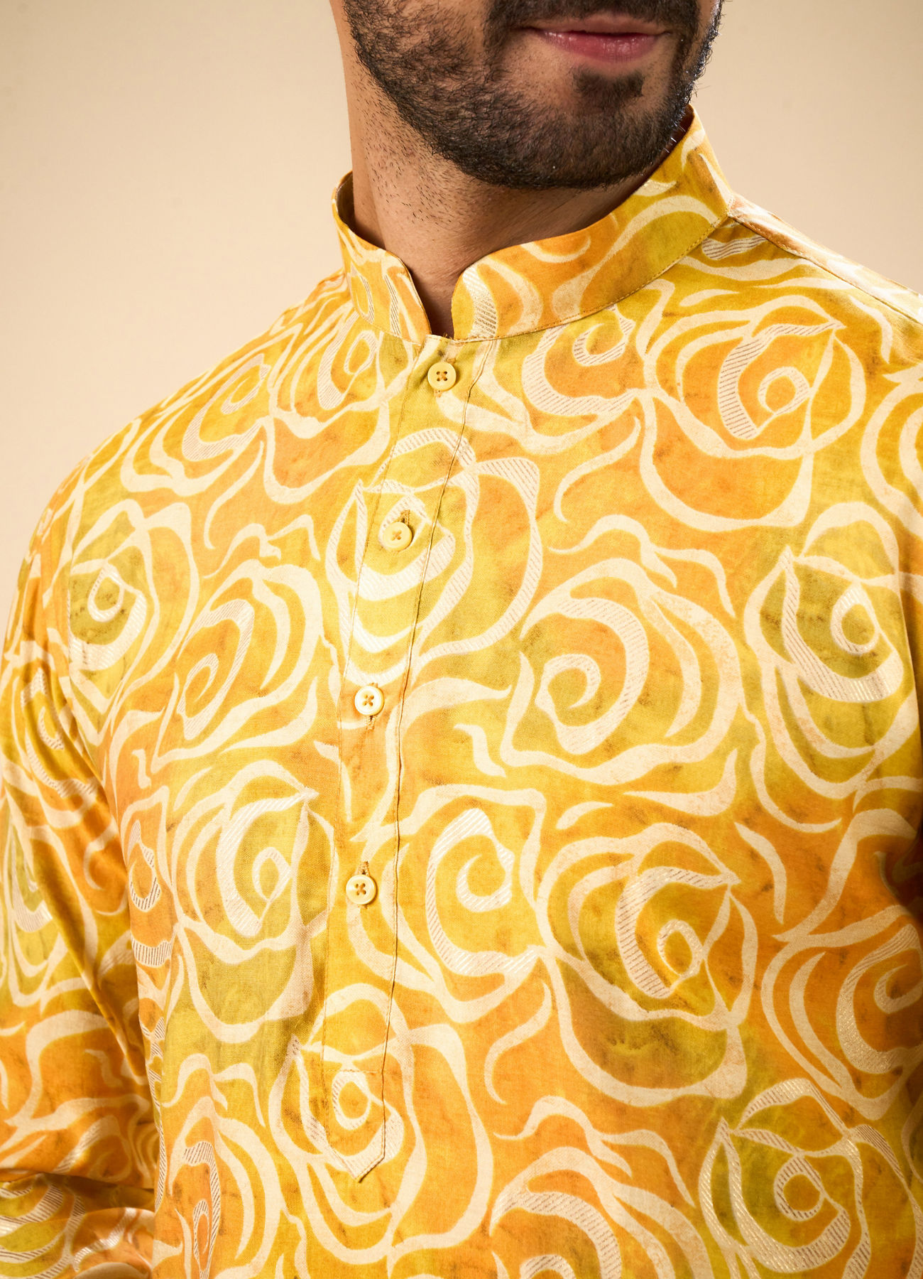 Manyavar Men Mustard Elegance Kurta