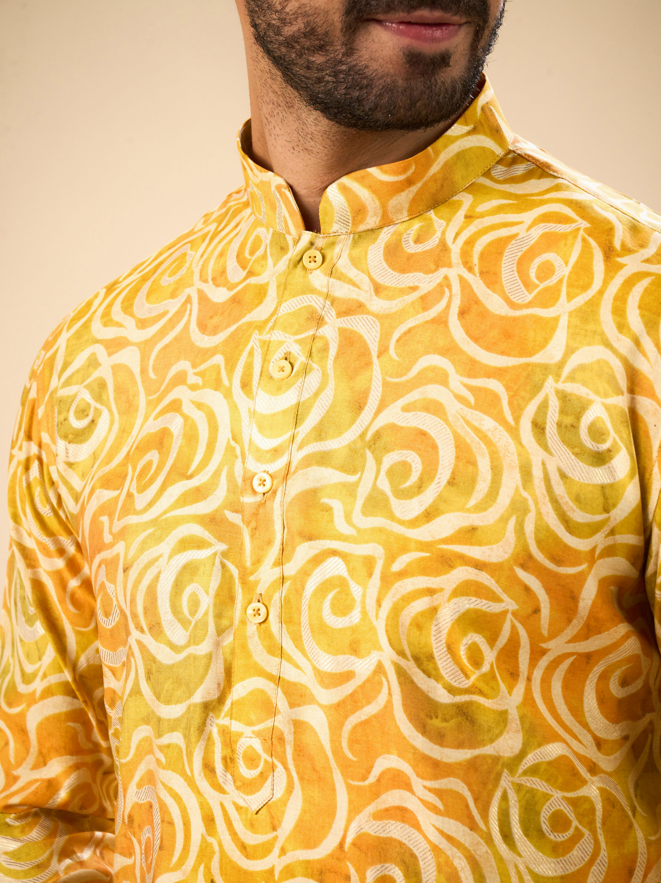 Manyavar Men Mustard Elegance Kurta