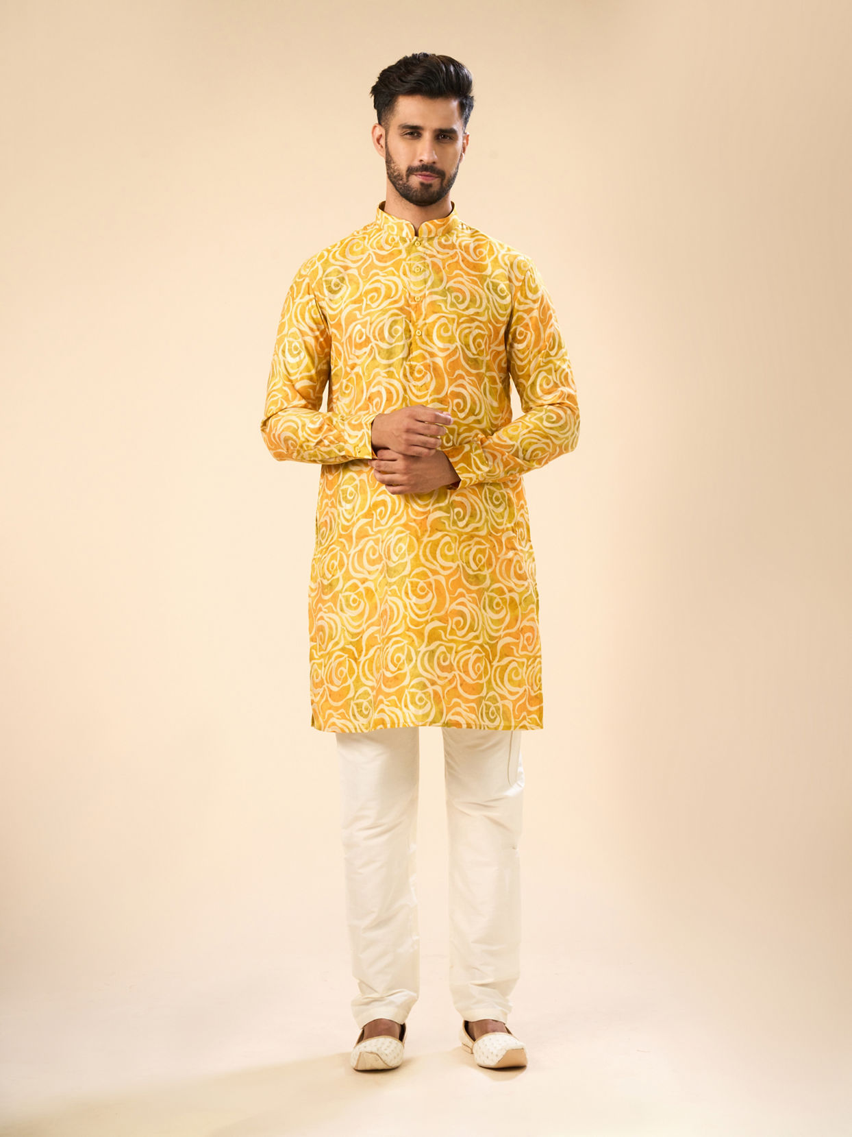 Manyavar Men Mustard Elegance Kurta