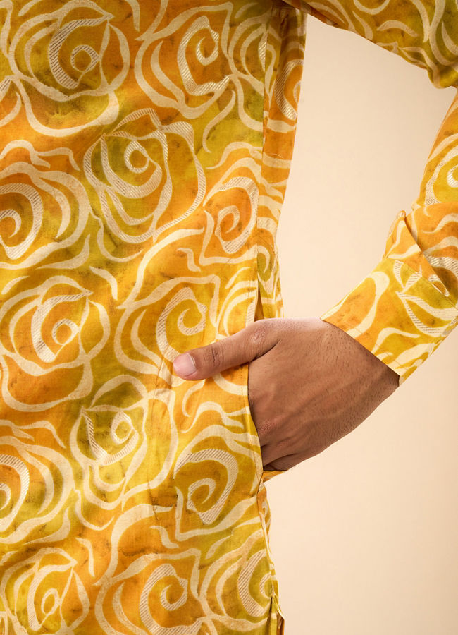 Manyavar Men Mustard Elegance Kurta