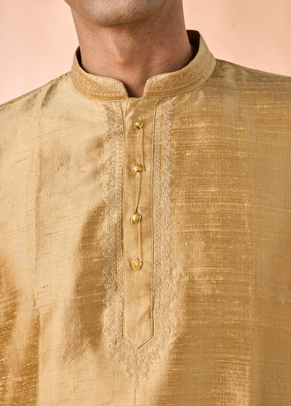 Manyavar Men Fawn Serenity Silk Kurta
