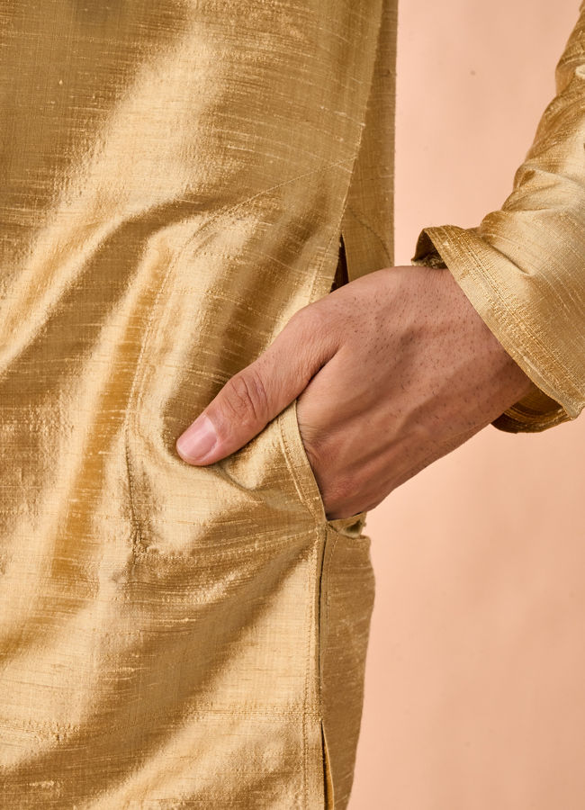 Manyavar Men Fawn Serenity Silk Kurta