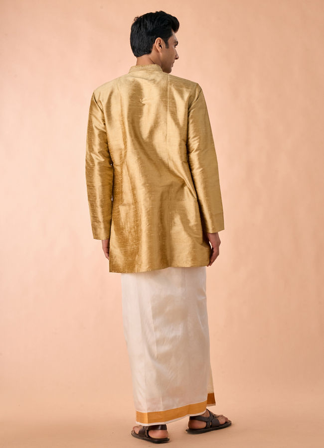 Manyavar Men Fawn Serenity Silk Kurta
